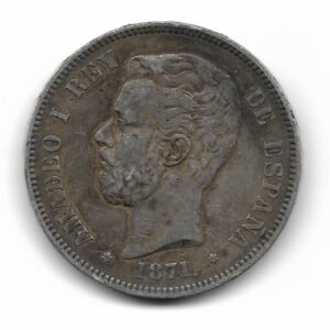España 5 Pesetas de Plata 1871 SD-M *71 EXC-