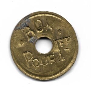 Francia Ficha/Token Bon Pour 1 Franc Bar Gastronomia circa 1900-1920