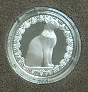Onza Plata .925 Frankling Mint Coleccion Good Luck 1977 Gato Egipcio Proof en Capsula