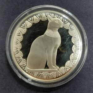 Onza Plata .925 Franklin Mint Coleccion Good Luck 1977 Gato Egipcio Proof en Capsula