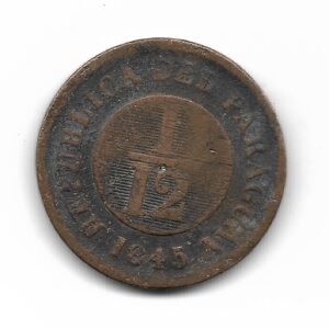 Paraguay 1/12 de Real 1845 Reverso Moneda muy escasa KM1.1 MB