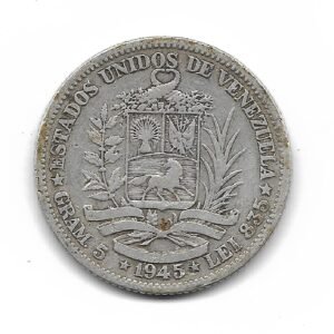 Venezuela 1 Bolivar de Plata 1945 Y22a MB