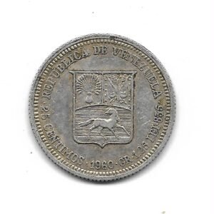 Venezuela 25 Centimos de Plata 1960 Y35a SC