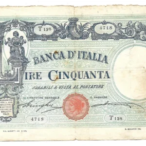 Italia 50 Liras 8-04-1908 P38 MB+