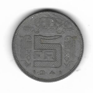 Belgica 5 Francos 1941 Ocupacion Alemana 2da. Guerra Mundial KM130 MB+