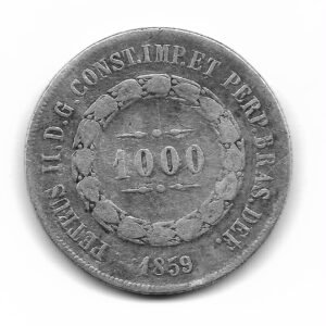 Brasil 1.000 Reis de Plata 1859 KM465 MB-