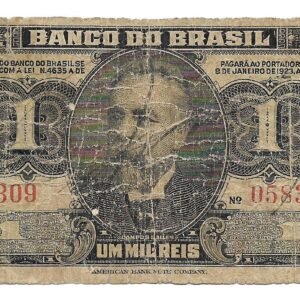 Brasil 1.000 Reis 1923 P110Ba Firma Manuscrita B+