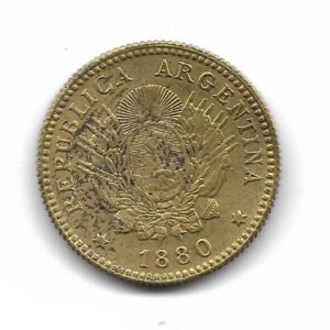 Argentina Ensayo 2 1/2 Pesos 1/2 Argentino en Bronce 1880 acuñacion privada SC
