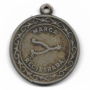 Medalla Publicidad ESPUELA marca registrada Almacen de Ramos Generales 1880-1915