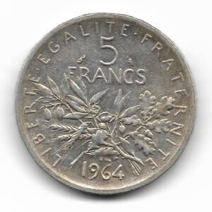 Francia 5 Francos de Plata 1964 KM926 EXC