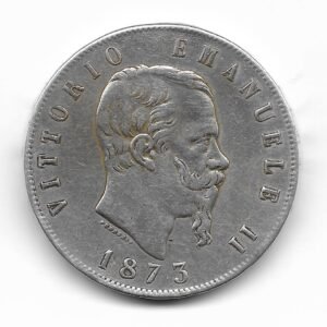Italia 5 Liras de Plata 1873M KM8.3 MB-