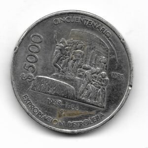 Mexico 5.000 Pesos 1938-1988 Conmemorativa Nacionalizacion del Petroleo KM531 MB-