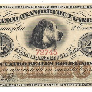 Argentina Banco Oxandaburu y Garbino 4 Reales Bolivianos 1869 S1781 SC