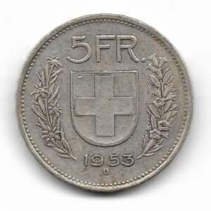 Suiza 5 Francos de Plata 1953 KM40 MB+