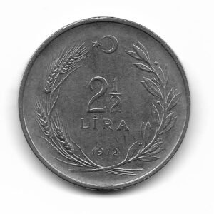 Turquia 2 1/2 Lira 1972 KM893.2 EXC