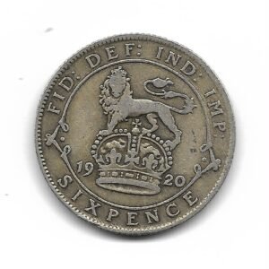 Gran Bretaña 6 Pence de Plata 1920 KM815 MB