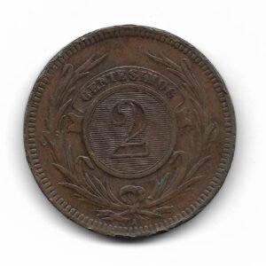 Uruguay 2 Centesimos 1869A KM12 MB+