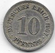 Alemania 10 Pfennig 1907A KM12 MB