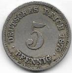 Alemania 5 Pfennig 1875A KM3 MB