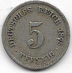 Alemania 5 Pfennig 1875J KM3 MB
