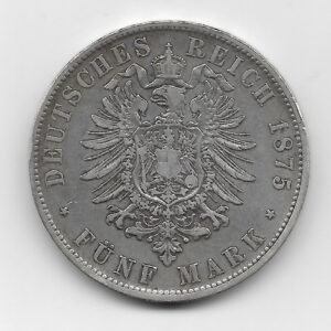 Alemania Bavaria 5 Marcos de Plata 1875D KM502 MB+