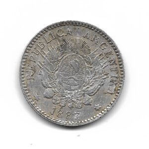 Argentina 10 Centavos de Plata 1883 CJ23.5 EXC