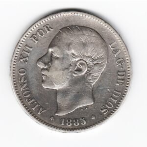 España 5 Pesetas de Plata 1885 MS-M KM688 MB