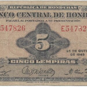Honduras 5 Lempiras 25 Octb. 1963 Muy Escaso P51