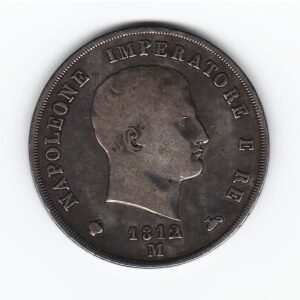 Italia Reino de Napoleon 5 Liras de Plata 1812M KM10.7 MB+