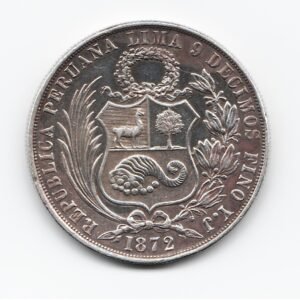 Peru 1 Sol de Plata 1872 Y.J KM 196.3 EXC-