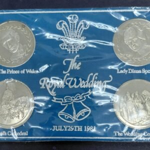 Gran Bretaña set 4 Medallas 1981 Aniversario Boda Real Carlos y Diana