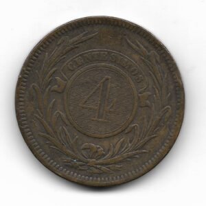 Uruguay 4 Centesimos 1869H KM13 MB